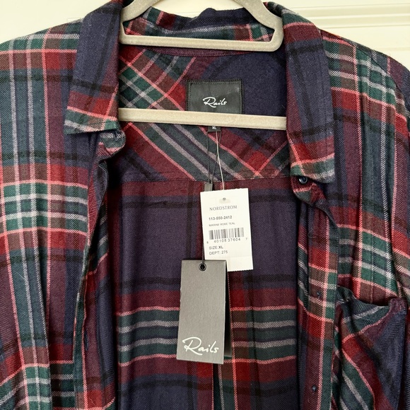 RAILS Hunter Marine Rose Teal Plaid Flannel - Picture 6 of 6